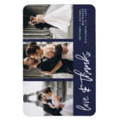 Liebe dank Foto Collage Handschrift Navy Blue Magnet (Vertikal)