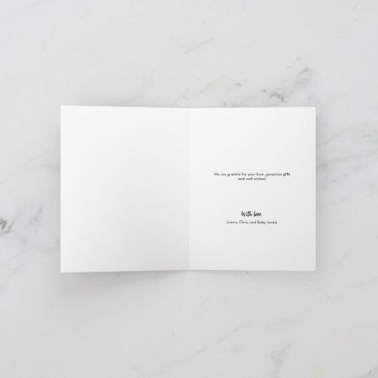 Liebe & Dank Foto Collage Soft Blue Baby Dusche Dankeskarte (Innenseite)