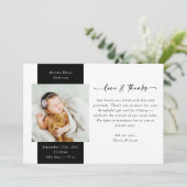 Liebe & Dank Foto New Baby Birth Ankündigung (Stehend Vorderseite)