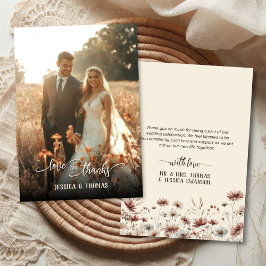 Liebe Dank Foto Overlay Boho Wildblumen Hochzeit Dankeskarte