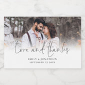 Liebe dank Foto Overlay-Namen Datum Gastgeschenk H Schaumweinetikett (Einzelnes Label)