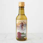 Liebe & Dank Foto & Rote Rose Hochzeit Mini Weinetikett (Vorderseite)