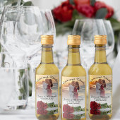 Liebe & Dank Foto & Rote Rose Hochzeit Mini Weinetikett