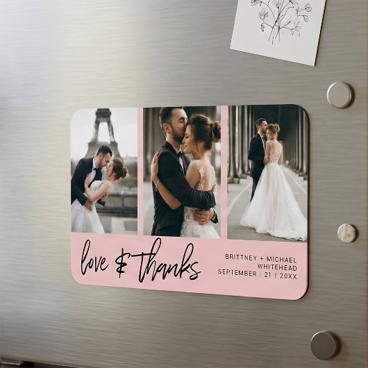 Liebe dank FotoCollage Handschrift Rosa Magnet