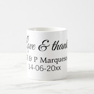 Liebe & Dank füge Paarname Hochzeit Datum Jahr hin Kaffeetasse