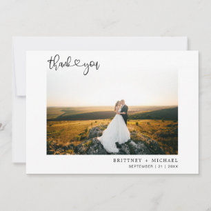 Liebe & Dank für handgeschriebenes Script Heart Fo Dankeskarte