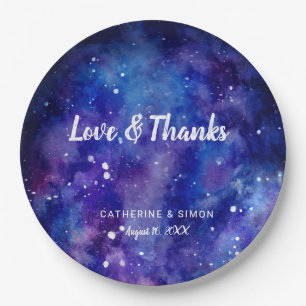 Liebe & Dank Galaxy Wedding Starry Night Niedlich Pappteller