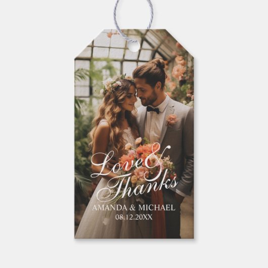 'Liebe & Dank' Gastgeschenk Hochzeit für benutzerd Geschenkanhänger (Vorderseite)