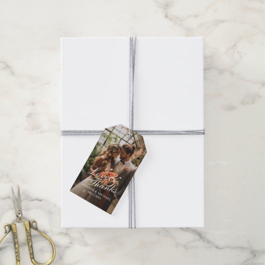 'Liebe & Dank' Gastgeschenk Hochzeit für benutzerd Geschenkanhänger (Mit Garn)