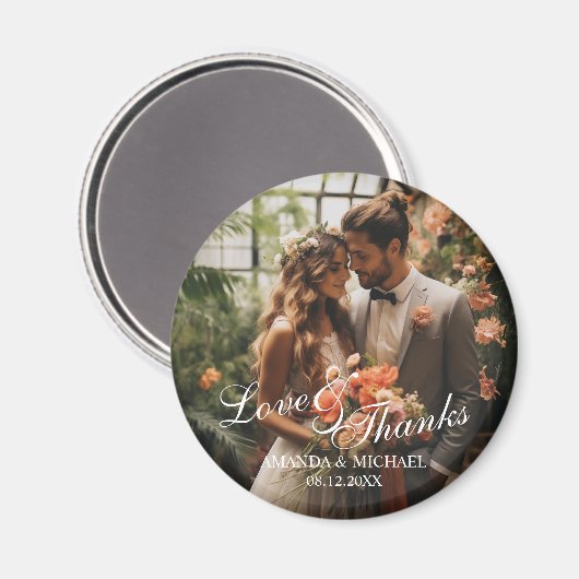 'Liebe & Dank' Gastgeschenk Hochzeit für benutzerd Magnet (Vorderseite/Rückseite)