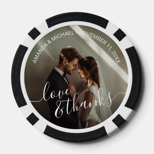 'Liebe & Dank' Gastgeschenk Hochzeit für benutzerd Pokerchips (Rückseite)