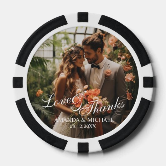 'Liebe & Dank' Gastgeschenk Hochzeit für benutzerd Pokerchips (Vorderseite)