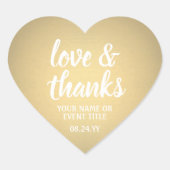 Liebe & Dank Gold Imitate Einfache, elegante Schri Herz-Aufkleber (Vorderseite)