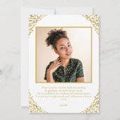 Liebe & Dank Graduation Cap Gold Foil auf Weiß Einladung (Rückseite)