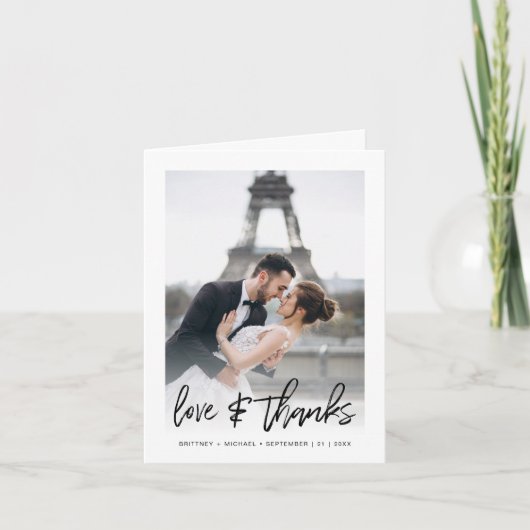 Liebe & Dank Hand Foto Dankeskarte (Vorderseite)