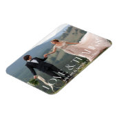 Liebe & Dank Hochzeit Foto schick weiß Typografie Magnet (Linke Seite)