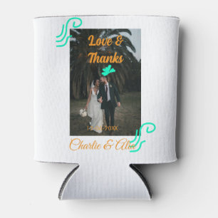 Liebe & Dank Hochzeitskärtchen Foto modern hinzufü Dosenkühler