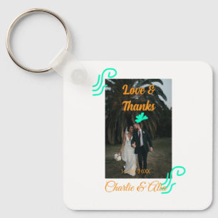 Liebe & Dank Hochzeitskärtchen Foto modern hinzufü Schlüsselanhänger