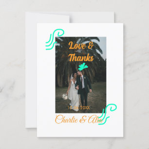 Liebe & Dank Hochzeitspaar Foto modern hinzufügen Postkarte