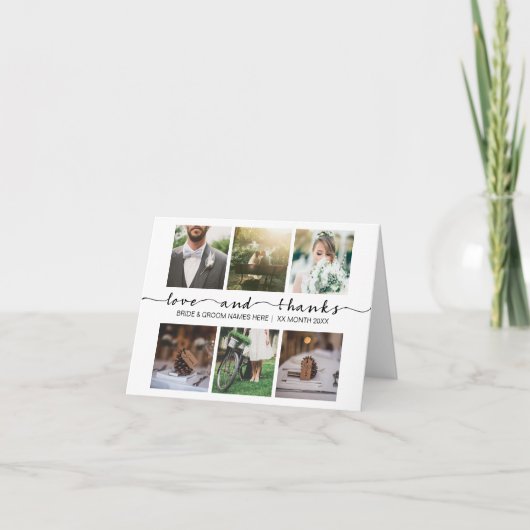 Liebe & Dank Hochzeittypografie Minimalistisches F Dankeskarte (Vorderseite)