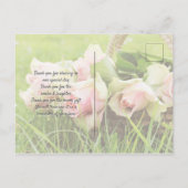 Liebe & Dank Hochzeittypografie Rosenrosen Foto Ankündigungspostkarte (Rückseite)