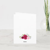 Liebe & Dank Magenta Roses Hochzeitsszene Foto Dankeskarte (Rückseite)