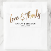 Liebe & Dank Minimal Gold Handwriting Typografie Rechteckiger Aufkleber (Tasche)