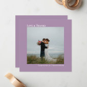 Liebe & Dank Minimal Lavendel Wedding Foto Mitteilungskarte (Vorderseite/Rückseite Beispiel)