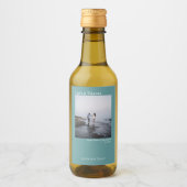 Liebe & Dank Minimalistischen Aquamarinen Hochzeit Weinetikett (Vorderseite)