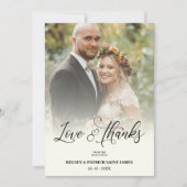 Liebe & Dank Minimalistischer Foto Hochzeit Dankeskarte (Vorderseite)