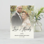 Liebe & Dank Minimalistischer Foto Hochzeit Dankeskarte (Stehend Vorderseite)