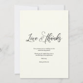 Liebe & Dank Minimalistischer Foto Hochzeit Dankeskarte (Rückseite)