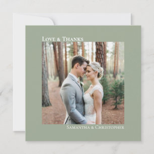 Liebe & Dank Minimalistischer Hochzeit Foto Sage G Mitteilungskarte