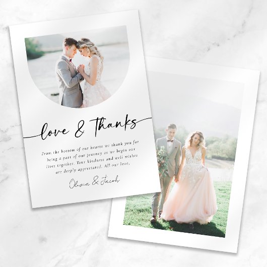 Liebe & Dank Modern Foto Arch Wedding Dankeskarte