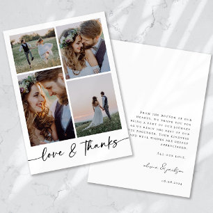Liebe & Dank Modern Four Foto Wedding Vielen Dank Dankeskarte