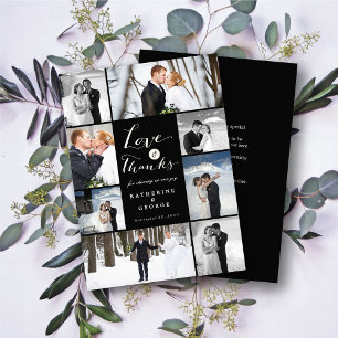 Liebe & Dank Modern Script 8 Multi-Foto Hochzeit Dankeskarte