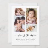 Liebe & Dank Modern Vier-Foto-Neujunges Dankeskarte (Vorderseite)