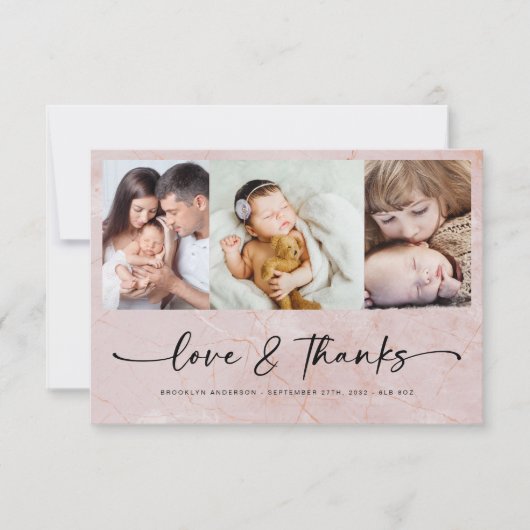 Liebe & Dank Modern Vier-Foto-Neujunges Dankeskarte (Vorderseite)