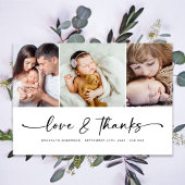 Liebe & Dank Modern Vier-Foto-Neujunges Dankeskarte