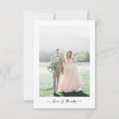 Liebe & Dank Moderne Minimalistische Foto Hochzeit Dankeskarte (Vorderseite)