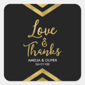 Liebe & Dank moderner Imitate Gold Zickzack Geomet Quadratischer Aufkleber (Vorderseite)
