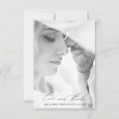 Liebe & Dank Moderner Kalligrafie Foto Hochzeit Dankeskarte (Vorderseite)