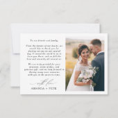 Liebe & Dank Moderner Kalligrafie Foto Hochzeit Dankeskarte (Rückseite)