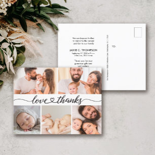 Liebe & Dank Multi-Foto-Baby-Geburtsanzeige  Postkarte