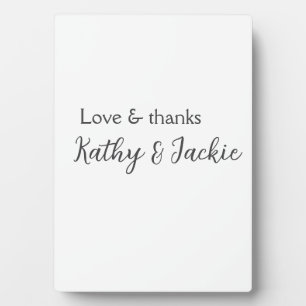 Liebe & Dank Paarname Hochzeit einfach minimal  Fotoplatte