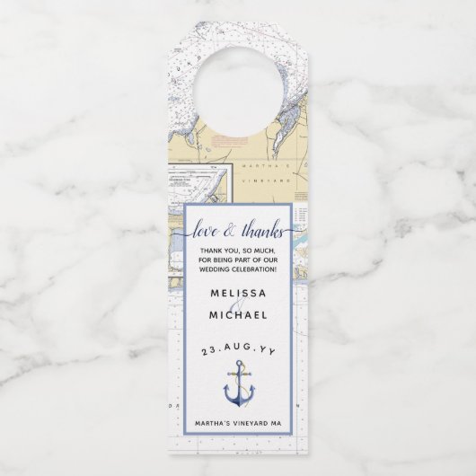 Liebe dank Personalisierter Note + Ankerpunkt Flaschenanhänger (Vorderseite)