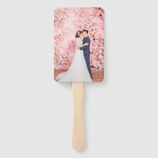 Liebe & Dank Rosa Rose Hochzeit Foto kundenspezifi Fächer (Rückseite)