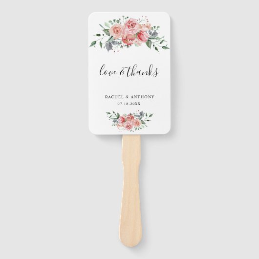 Liebe & Dank Rosa Rose Hochzeit Foto kundenspezifi Fächer (Vorderseite)