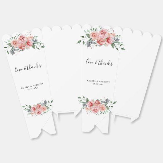 Liebe & Dank rosa Rose Wasserfarbe Hochzeitsziton Geschenkschachtel (Ungeklappt)