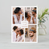 Liebe & Dank Rose Gold Foil Foto Danke Karte (Stehend vorne)